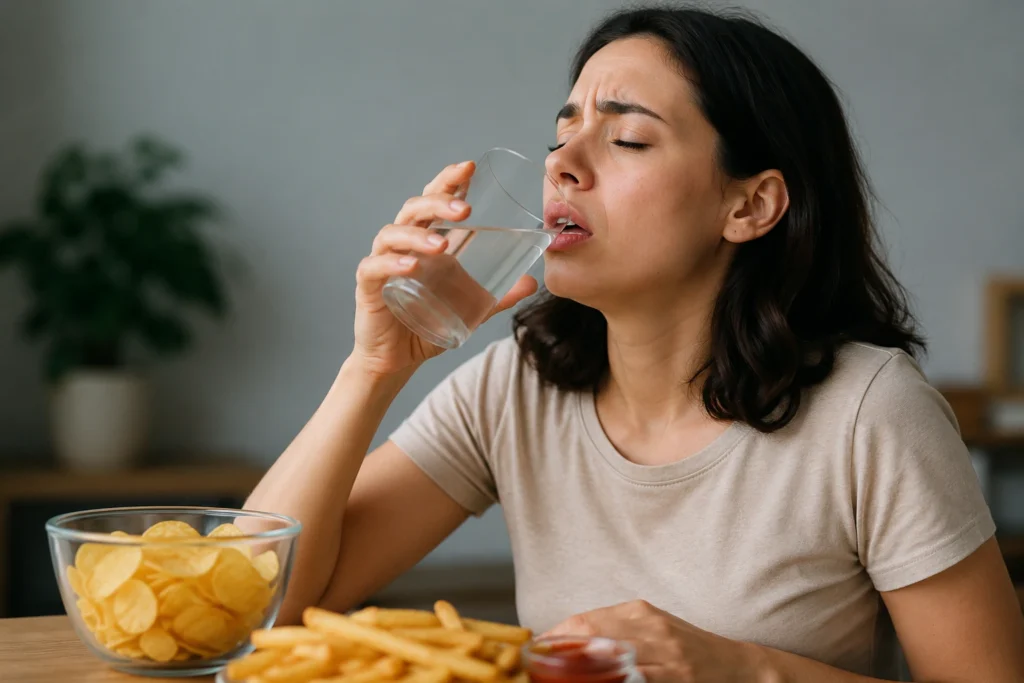Por que sentimos sede depois de comer algo muito salgado